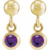 14K Yellow Natural Amethyst Bezel-Set Earrings