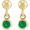 14K Yellow Natural Emerald Bezel-Set Earrings