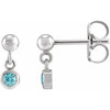Sterling Silver Natural Blue Zircon Bezel Set Earrings |$314