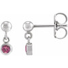 Sterling Silver Natural Pink Tourmaline Bezel-Set Earrings