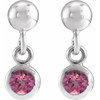 Sterling Silver Natural Pink Tourmaline Bezel-Set Earrings