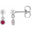 Sterling Silver Lab-Grown Ruby Bezel-Set Earrings
