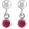 Sterling Silver Lab-Grown Ruby Bezel-Set Earrings