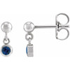 Sterling Silver Lab Grown Blue Sapphire Bezel Set Earrings |$345