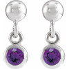 Sterling Silver Natural Amethyst Bezel Set Earrings |$282