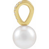 14 Karat Yellow Gold Cultured White Akoya Pearl & .05 CTW Natural Diamond Gemstone Pendant | $745
