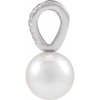 Sterling Silver Cultured White Akoya Pearl & .04 CTW Natural Diamond Pendant