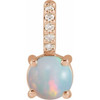 14K Rose Natural White Opal & .02 CTW Natural Diamond Pendant