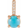 14K Rose Natural Turquoise & .02 CTW Natural Diamond Pendant