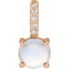 14K Rose Natural Rainbow Moonstone & .02 CTW Natural Diamond Pendant