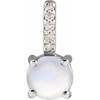 14K White Natural Rainbow Moonstone & .02 CTW Natural Diamond Pendant