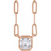 14 Karat Rose Gold Lab Grown Moissanite Necklace 16 Inch, 5x5mm - $879