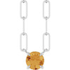 14 Karat White Gold Natural Citrine Necklace 18 Inch, 5mm - $1,005