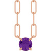 14 Karat Rose Gold Natural Amethyst Necklace 18 Inch, 5mm - $1,028