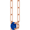 14K Rose Lab-Grown Blue Sapphire 18" Necklace