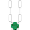 14K White Lab-Grown Emerald 16" Necklace