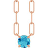 14K Rose Natural Blue Zircon 18" Necklace