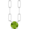 14K White Natural Peridot 16" Necklace