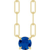 14K Yellow Lab-Grown Blue Sapphire 16" Necklace