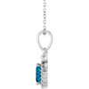 14 Karat White Gold Natural London Blue Topaz & Natural Diamond Bow Necklace 0.04 CTW, 16-18 Inch - $1,147