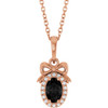 14 Karat Rose Gold Natural Black Onyx & Natural Diamond Bow Necklace 0.04 CTW, 16-18 Inch - $1,083