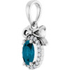 14 Karat White Gold Natural London Blue Topaz Gemstone & .04 CTW Natural Diamond Gemstone Bow Pendant | $715