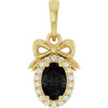 14K Yellow Natural Black Onyx & .04 CTW Natural Diamond Bow Pendant