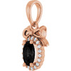 14K Rose Natural Black Onyx & .04 CTW Natural Diamond Bow Pendant