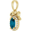 14 Karat Yellow Gold Natural London Blue Topaz Gemstone & .04 CTW Natural Diamond Gemstone Bow Pendant | $702