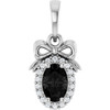 Platinum Natural Black Onyx & .04 CTW Natural Diamond Bow Pendant