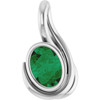 Sterling Silver Lab-Grown Emerald Pendant