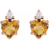 14K Rose Natural Citrine & .06 Natural Diamond Stud Earrings