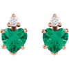 14 Karat Rose Gold Lab Grown Emerald and .06 Natural Diamond Stud Earrings |$753