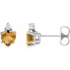14 Karat White Gold Natural Citrine and .06 Natural Diamond Stud Earrings |$687
