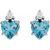 14 Karat White Gold Natural London Blue Topaz and .06 Natural Diamond Stud Earrings |$700