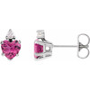 14 Karat White Gold Natural Pink Tourmaline and .06 Natural Diamond Stud Earrings |$1052