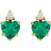 14K Yellow Lab-Grown Emerald & .06 Natural Diamond Stud Earrings