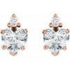 14K Rose Natural White Sapphire & .06 Natural Diamond Stud Earrings