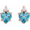 14 Karat Rose Gold Natural London Blue Topaz and .06 Natural Diamond Stud Earrings |$746