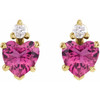 14K Yellow Natural Pink Tourmaline & .06 Natural Diamond Stud Earrings