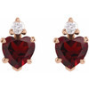 14K Rose Natural Mozambique Garnet & .06 Natural Diamond Stud Earrings