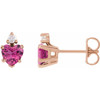 14K Rose Natural Pink Tourmaline & .06 Natural Diamond Stud Earrings