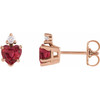 14K Rose Lab-Grown Ruby & .06 CTW Natural Diamond Stud Earrings