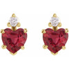 14K Yellow Lab-Grown Ruby & .06 CTW Natural Diamond Stud Earrings