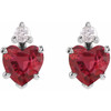 Sterling Silver Lab Grown Ruby and .06 CTW Natural Diamond Stud Earrings |$840