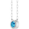 Sterling Silver Natural Blue Zircon 18" Necklace