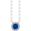 14K White Natural Blue Sapphire 18" Necklace