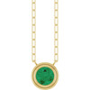 14 Karat Yellow Gold Natural Emerald Necklace 18 Inch, 6mm - $3,019