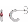 Sterling Silver Natural Pink Tourmaline Hoop Earrings |$360