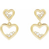 14K Yellow 1/5 CTW Natural Diamond Heart Earrings